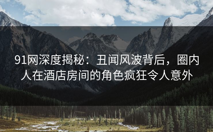 91网深度揭秘：丑闻风波背后，圈内人在酒店房间的角色疯狂令人意外