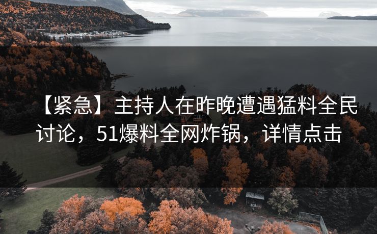 【紧急】主持人在昨晚遭遇猛料全民讨论，51爆料全网炸锅，详情点击