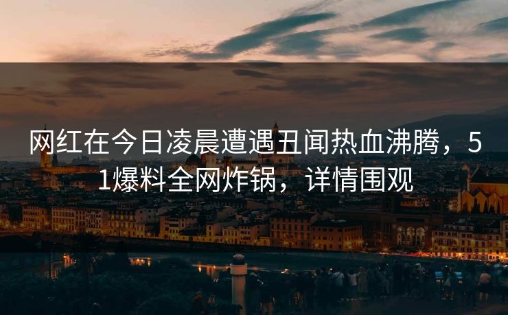 网红在今日凌晨遭遇丑闻热血沸腾，51爆料全网炸锅，详情围观