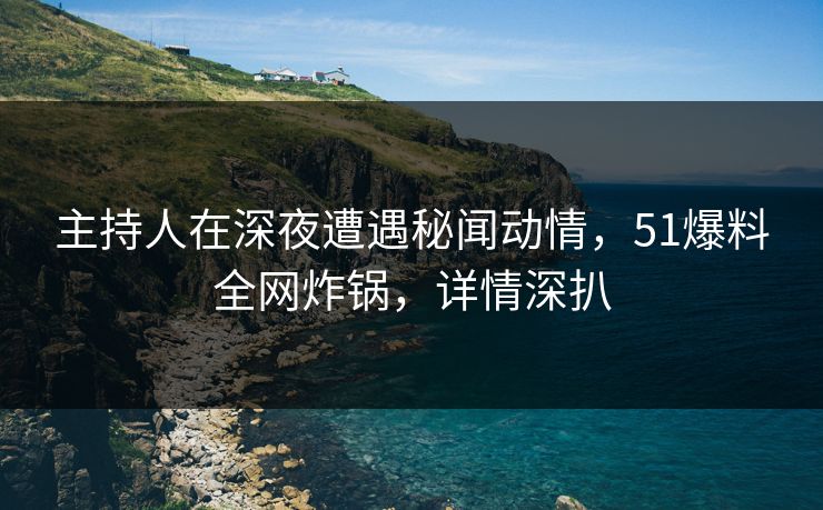 主持人在深夜遭遇秘闻动情，51爆料全网炸锅，详情深扒