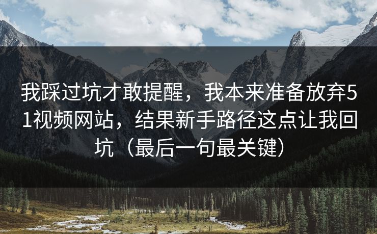 我踩过坑才敢提醒，我本来准备放弃51视频网站，结果新手路径这点让我回坑（最后一句最关键）